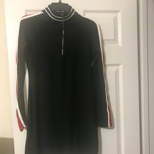Mock Neck Black dress with red stripe - size XL